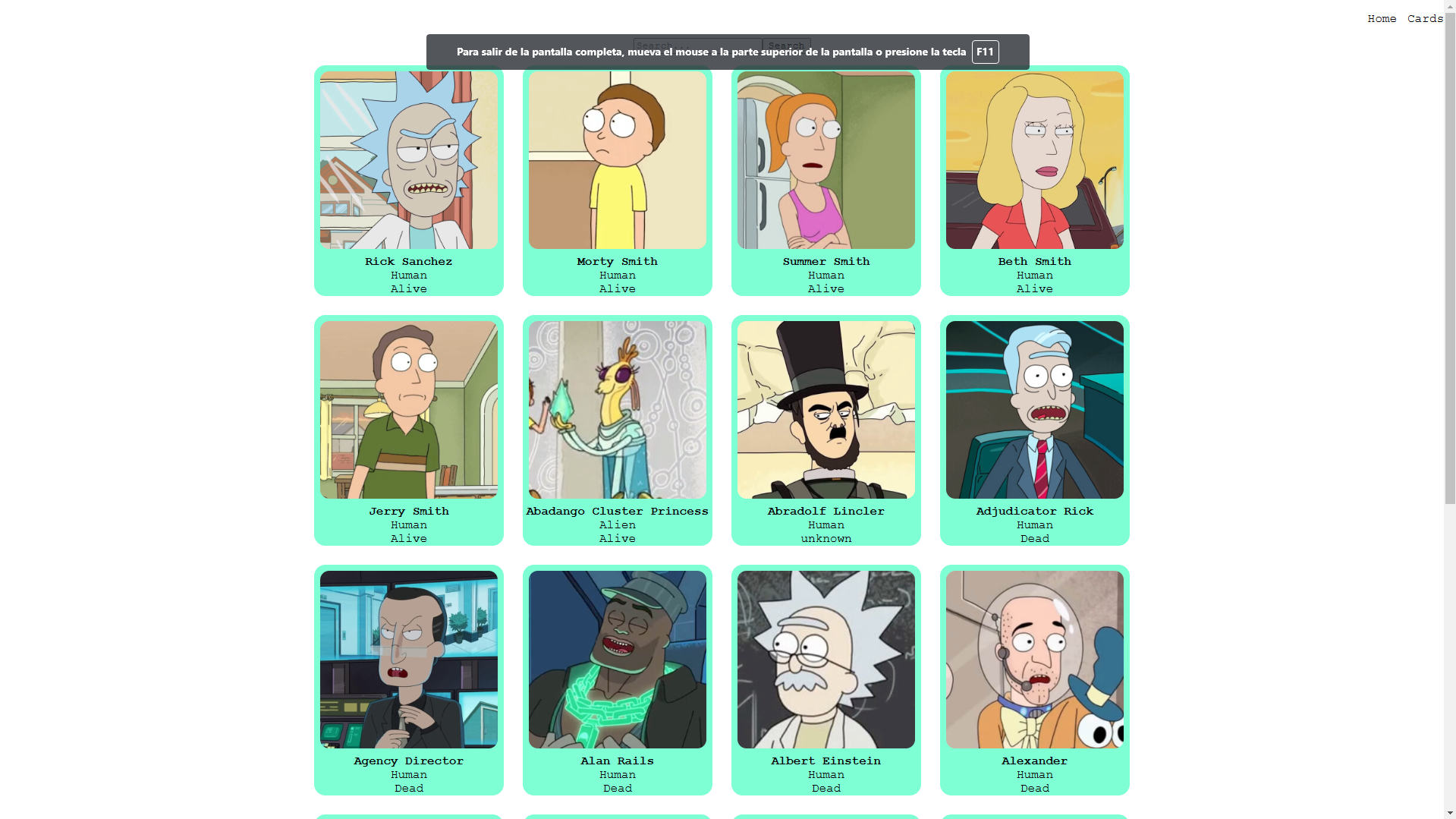 Web de Rick and Morty